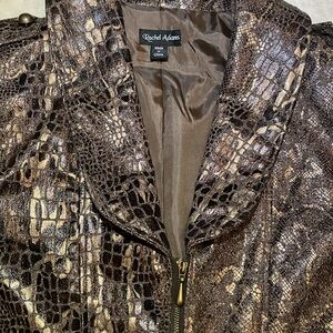 Rachel Adams Metallic Snake Print Zip Blazer.